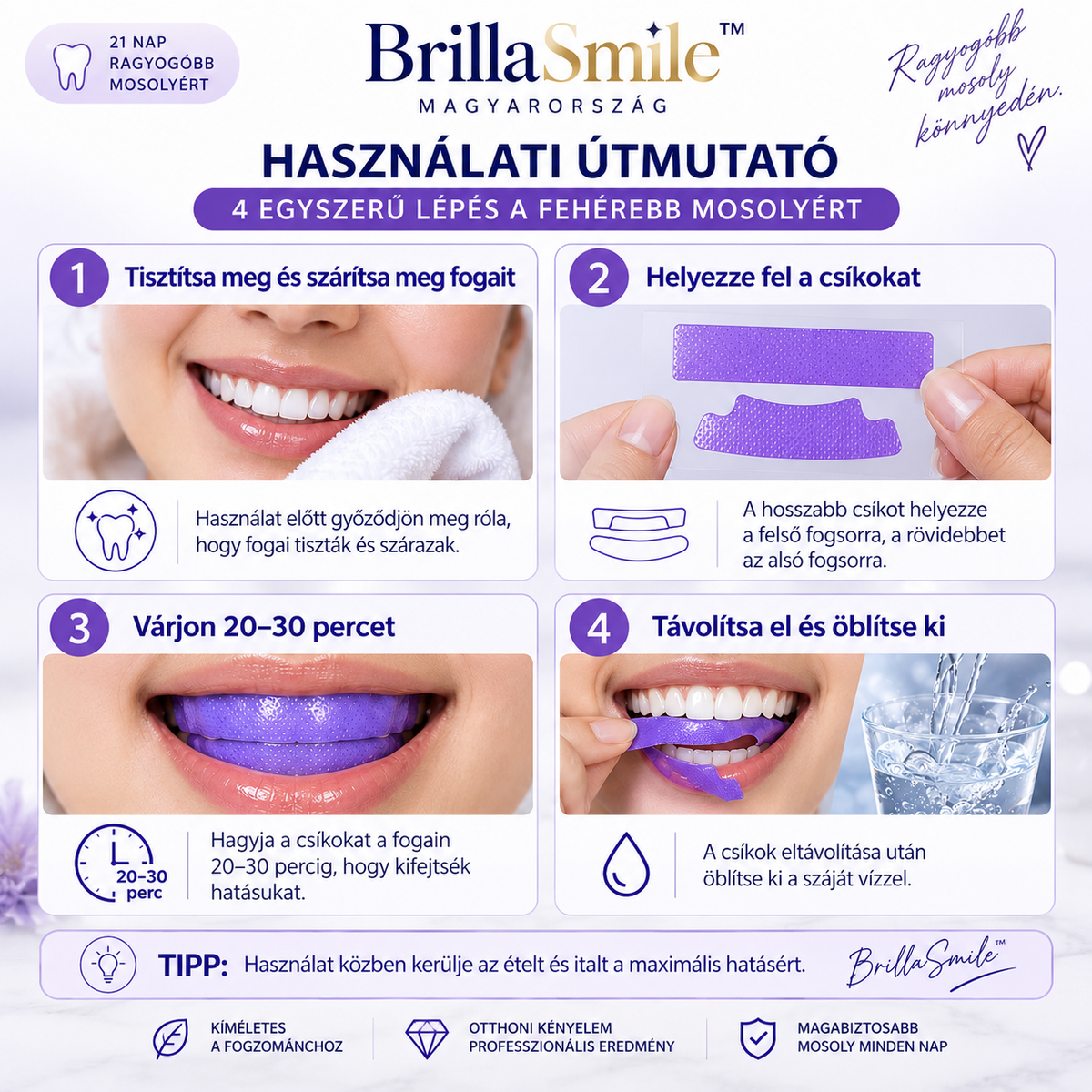 BrillaSmile™ Prémium Fogfehérítő Csíkok