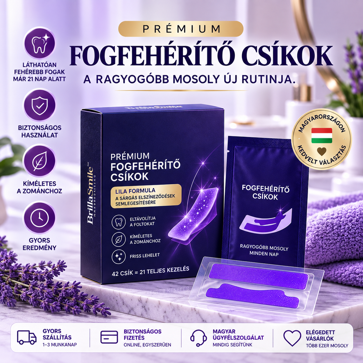 BrillaSmile™ Prémium Fogfehérítő Csíkok